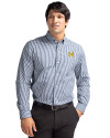 Michigan Wolverines College Vault Cutter & Buck Easy Care Stretch Gingham Mens Big and Tall Long Sleeve Dress Shirt Liberty Navy Front Thumbnail Image