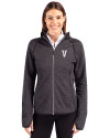 Villanova Wildcats College Vault Cutter & Buck Mainsail Full Zip Hooded Womens Jacket Charcoal Heather Front Thumbnail Image