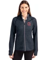 Gonzaga Bulldogs College Vault Cutter & Buck Mainsail Full Zip Hooded Womens Jacket Liberty Navy Heather Front Thumbnail Image