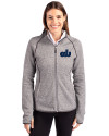 View image 7: Old Dominion Monarchs College Vault Cutter & Buck Mainsail Sweater-Knit Womens Full Zip Hooded Jacket Polished Heather Front