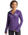 Texas Christian Horned Frogs College Vault Cutter & Buck Mainsail Full Zip Hooded Womens Jacket College Purple Heather Front Thumbnail Image