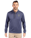 Georgetown Hoyas College Vault Cutter & Buck Stealth Heathered Mens Big and Tall  Quarter Zip Pullover Liberty Navy Front Thumbnail Image