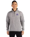 Northwestern Wildcats College Vault Cutter & Buck Mainsail Sweater-Knit Mens Half Zip Pullover Jacket Polished Heather Front Thumbnail Image