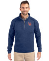 Ole Miss Rebels College Vault Cutter & Buck Mainsail Sweater-Knit Mens Half Zip Pullover Jacket Tour Blue Heather Front Thumbnail Image