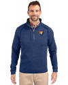 Illinois Fighting Illini College Vault Cutter & Buck Mainsail Sweater-Knit Mens Half Zip Pullover Jacket Tour Blue Heather Front Thumbnail Image