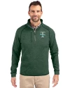 Tulane Green Wave College Vault Cutter & Buck Mainsail Sweater-Knit Mens Half Zip Pullover Jacket Hunter Heather Front Thumbnail Image