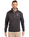 LSU Tigers College Vault Cutter & Buck Mainsail Sweater-Knit Mens Half Zip Pullover Jacket Charcoal Heather Front Thumbnail Image