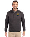 FIU Panthers College Vault Cutter & Buck Mainsail Sweater-Knit Mens Half Zip Pullover Jacket Charcoal Heather Front Thumbnail Image