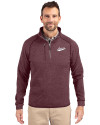 New Mexico State Aggies College Vault Cutter & Buck Mainsail Sweater-Knit Mens Half Zip Pullover Jacket Bordeaux Heather Front Thumbnail Image