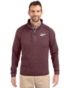 New Mexico State Aggies College Vault Cutter & Buck Mainsail Sweater-Knit Mens Half Zip Pullover Jacket Bordeaux Heather Front Thumbnail Image