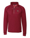 Louisville Cardinals College Vault Cutter & Buck Mainsail Sweater-Knit Mens Half Zip Pullover Jacket Cardinal Red Heather Mannequin Thumbnail Image