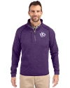 Texas Christian Horned Frogs College Vault Cutter & Buck Mainsail Sweater-Knit Mens Half Zip Pullover Jacket College Purple Heather Front Thumbnail Image