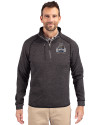 Utah State Aggies College Vault Cutter & Buck Mainsail Sweater-Knit Mens Half Zip Pullover Jacket Charcoal Heather Front Thumbnail Image