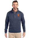 Virginia Hoos College Vault Cutter & Buck Mainsail Sweater-Knit Mens Half Zip Pullover Jacket Liberty Navy Heather Front Thumbnail Image