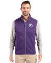 Texas Christian Horned Frogs College Vault Cutter & Buck Mainsail Sweater-Knit Mens Full Zip Vest College Purple Heather Front Thumbnail Image