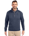 Georgetown Hoyas College Vault Cutter & Buck Mainsail Sweater-Knit Mens Big and Tall Half Zip Pullover Jacket Liberty Navy Heather Front Thumbnail Image