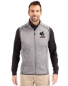 Delaware Fightin' Blue Hens College Vault Cutter & Buck Mainsail Sweater-Knit Mens Big and Tall Full Zip Vest Polished Heather Front Thumbnail Image