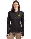 Baylor Sailor Bear College Vault Cutter & Buck Traverse Stretch Eco Quarter Zip Womens Pullover Black Front Thumbnail Image