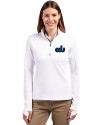 Old Dominion Monarchs College Vault Cutter & Buck Traverse Stretch Eco Quarter Zip Womens Pullover White Front Thumbnail Image