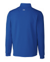 View image 13: Ole Miss Rebels College Vault Cutter & Buck Traverse Recycled Smooth Stretch Mens Quarter Zip Pullover Tour Blue Mannequin Back