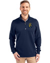 FIU Panthers College Vault Cutter & Buck Traverse Stretch Eco Quarter Zip Mens Pullover Liberty Navy Front Thumbnail Image