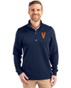 Virginia Hoos College Vault Cutter & Buck Traverse Stretch Eco Quarter Zip Mens Pullover Liberty Navy Front Thumbnail Image