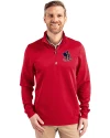 Delaware Fightin' Blue Hens College Vault Cutter & Buck Traverse Stretch Eco Quarter Zip Mens Pullover Red Front Thumbnail Image