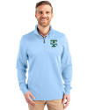 Tulane Green Wave College Vault Cutter & Buck Traverse Stretch Eco Quarter Zip Mens Pullover Atlas Light Blue Front Thumbnail Image