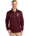 Southern Illinois Salukis College Vault Cutter & Buck Traverse Stretch Eco Quarter Zip Mens Pullover Bordeaux Front Thumbnail Image