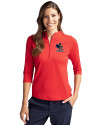 Delaware Fightin' Blue Hens College Vault Cutter & Buck Virtue Eco Pique Recycled Half Zip Pullover Womens Hoodie Red Front Thumbnail Image