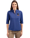 Delaware Fightin' Blue Hens College Vault Cutter & Buck Virtue Eco Pique Recycled Half Zip Pullover Womens Hoodie Tour Blue Front Thumbnail Image