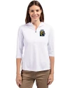 FIU Panthers College Vault Cutter & Buck Virtue Eco Pique Recycled Half Zip Pullover Womens Hoodie White Front Thumbnail Image