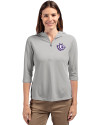Texas Christian Horned Frogs College Vault Cutter & Buck Virtue Eco Pique Recycled Half Zip Pullover Womens Hoodie Polished Medium Gray Front Thumbnail Image