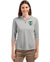Tulane Green Wave College Vault Cutter & Buck Virtue Eco Pique Recycled Half Zip Pullover Womens Hoodie Polished Medium Gray Front Thumbnail Image