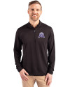 Northwestern Wildcats College Vault Cutter & Buck Virtue Eco Pique Recycled Quarter Zip Mens Pullover Black Front Thumbnail Image