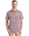 Virginia Tech Hokies College Vault Cutter & Buck Virtue Eco Pique Stripe Recycled Mens Polo Bordeaux Front Thumbnail Image