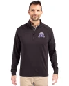 Northwestern Wildcats College Vault Cutter & Buck Adapt Eco Knit Stretch Recycled Mens Big and Tall Quarter Zip Pullover Black Front Thumbnail Image