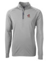 Louisville Cardinals College Vault Cutter & Buck Adapt Eco Knit Stretch Recycled Mens Big and Tall Quarter Zip Pullover Polished Medium Gray Mannequin Thumbnail Image