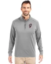 Ohio State Brutus Vintage Cutter & Buck Adapt Eco Knit Stretch Recycled Mens Big and Tall Quarter Zip Pullover Polished Medium Gray Front Thumbnail Image