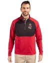 Washington State Cougars College Vault Cutter & Buck Adapt Eco Knit Hybrid Recycled Mens Quarter Zip Cardinal Red/Black Front Thumbnail Image