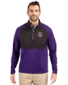 LSU Tigers College Vault Cutter & Buck Adapt Eco Knit Hybrid Recycled Mens Quarter Zip College Purple/Black Front Thumbnail Image