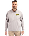 George Mason Patriots College Vault Cutter & Buck Adapt Eco Knit Hybrid Recycled Mens Quarter Zip Polished Medium Gray Front Thumbnail Image