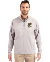 Grambling Tigers College Vault Cutter & Buck Adapt Eco Knit Hybrid Recycled Mens Quarter Zip Polished Medium Gray Front Thumbnail Image