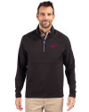 New Mexico State Aggies College Vault Cutter & Buck Adapt Eco Knit Hybrid Recycled Mens Quarter Zip Black Front Thumbnail Image