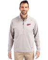 New Mexico State Aggies College Vault Cutter & Buck Adapt Eco Knit Hybrid Recycled Mens Quarter Zip Polished Medium Gray Front Thumbnail Image