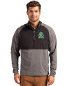 Marshall Thundering Herd College Vault Cutter & Buck Adapt Eco Knit Hybrid Recycled Mens Quarter Zip Black Heather/Black Front Thumbnail Image