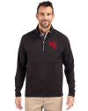 View image 1: Western Kentucky Hilltoppers College Vault Cutter & Buck Adapt Recycled Soft Knit Stretch Mens Hybrid Quarter Zip Pullover  Black Front