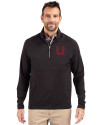 Utah Utes College Vault Cutter & Buck Adapt Eco Knit Hybrid Recycled Mens Quarter Zip Black Front Thumbnail Image