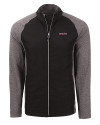 View image 6: Texas Tech Red Raiders College Vault Cutter & Buck Adapt Recycled Soft Knit Stretch Mens Big & Tall Hybrid Full Zip Jacket Black Heather/Black Mannequin