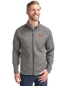 Ole Miss Rebels College Vault Cutter & Buck Adapt Eco Knit Hybrid Recycled Mens Big & Tall Full Zip Jacket Elemental Grey Front Thumbnail Image